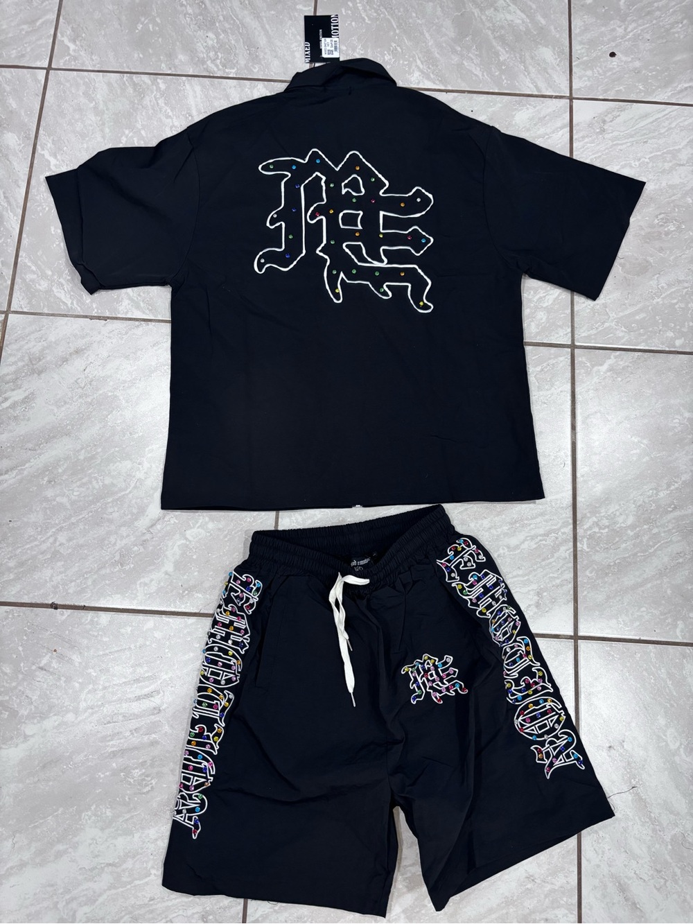 Black Graphic Shorts - Unbranded